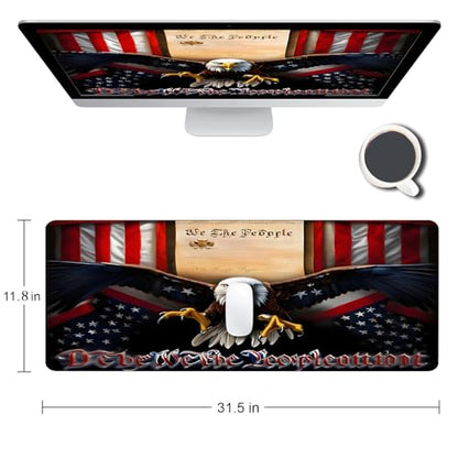 Large Gaming Mouse pad,Classic American Old Flag We The People Eagle Anti Slip Rubber Base Mouse pad, Suitable for Computer, Laptop, Office Desk Accessories - color: Classic American Old Flag We The People Eagle