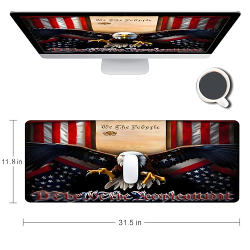 Large Gaming Mouse pad,Classic American Old Flag We The People Eagle Anti Slip Rubber Base Mouse pad, Suitable for Computer, Laptop, Office Desk Accessories - color: Classic American Old Flag We The People Eagle
