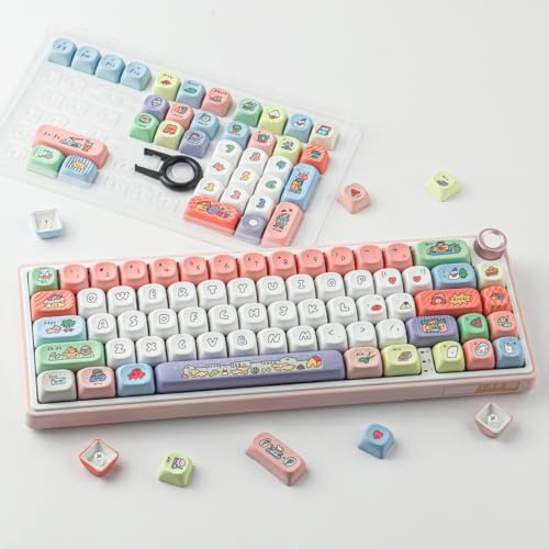 Tsungup MOA Profile Keycaps,126 Keys PBT Cute Funny Smiley Keycaps | Dye-Sublimation Custom Keycap Set with Keycap Puller for Cherry Gateron MX Swithes Mechanical Keyboards - color: Smiley