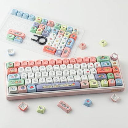 Tsungup MOA Profile Keycaps,126 Keys PBT Cute Funny Smiley Keycaps | Dye-Sublimation Custom Keycap Set with Keycap Puller for Cherry Gateron MX Swithes Mechanical Keyboards - color: Smiley