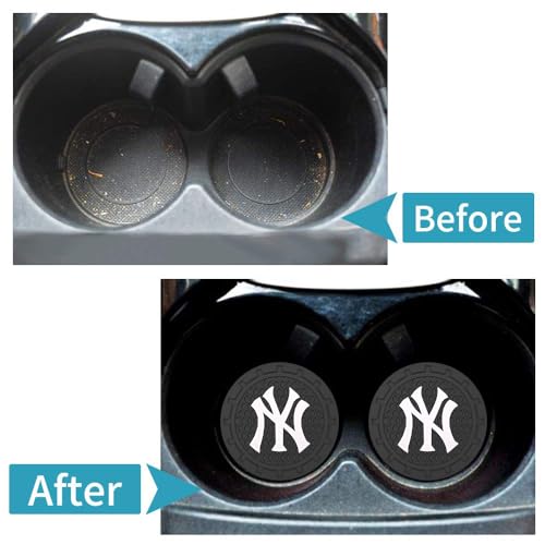 Car Cup Holder Coasters for NY Yankees Baseball Fans, Yankees Car Coasters for Cup Holder Insert Silicone Non-Slip - color: 11yk12s