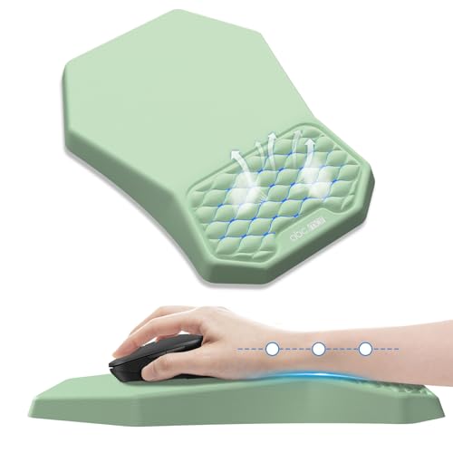 Ergonomic Mouse Pad Wrist Rest Support, Massage Design Surface for Carpal Tunnel Pain Relief, Memory Foam, Non-Slip PU Base for Computer Desk, Green - color: Green
