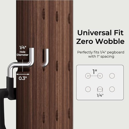 INCLY 24 Pack Heavy Duty Pegboard Hooks, 1/4" Pegboard Drill Holder Tool Utility Hooks, Peg Board Tool Hangers Accessories for Hanging Power Tools, Drill, Hammer, Workbench, Garage - size: 24 Pack