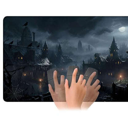 Playmat for MTG Fantasy Castle Magic Play Mat 24x14 Inch Card Game Mat for Magic The Gathering TCG PTCG Playmat with Free Storage Bags Non-Slip Backing and Stitched Edge - color: Fantasy Castle No With Zones