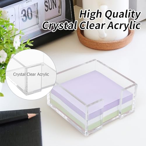 Acrylic Sticky Note Holder, 3 x 3 Crystal Clear Acrylic Notepad Holder Sticky Note Dispenser for Dorm Room and Office Desk Organizer - size: 3x3"