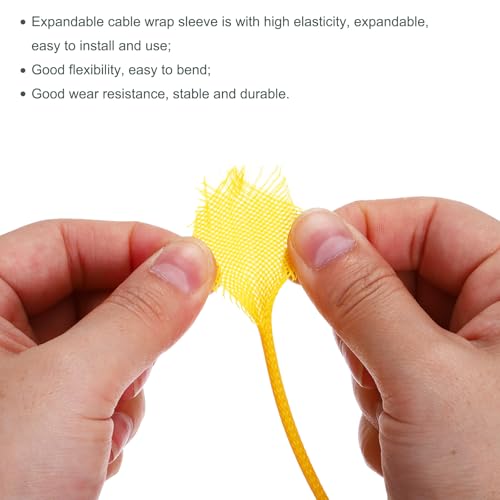 uxcell Expandable Sleeving, 1/4-inch 100ft Cable Sleeve, Yellow - color: Yellow, size: 1/4" x 100 Ft