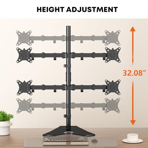 Quad Monitor Stand, Fully Adjustable Stacked 4 Screen Desk Mount for 17 to 32 Inch Computer Screens,Hold up to 19.8lbs Each,Black - size: Quad Arms