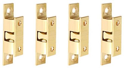 Alise Double Roller Catch Cabinet Latches,Adjustable Double Ball Tension Roller Catch Latch Brass Cabinet Door Latch,47mm Solid Brass Cabinet Latches and Catches,4 Pcs - color: Gold, size: 47mmX30mm