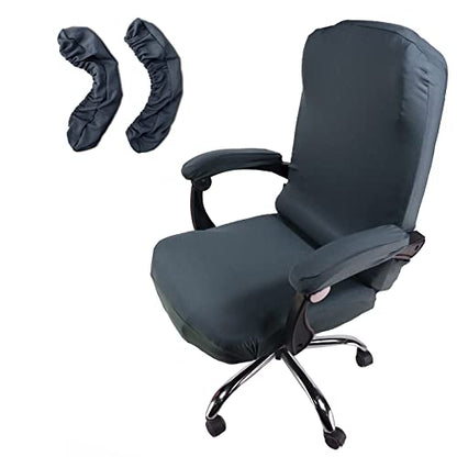 WOMACO Office Chair Covers, Stretch Computer Chair Cover with Armrest Covers, Universal Boss Chair Covers Modern Simplism Style High Back Chair Slipcover (Dark Gray, Large) - color: 1-dark Gray