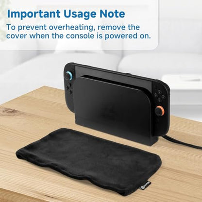 Dust Cover Compatible with Nintendo Switch 2 Console & Dock | Stretch Fabric Dust Guard Sleeve, Anti Scratch Protector for Switch 2 Console with Charging Dock, Black, Dust Cover Only