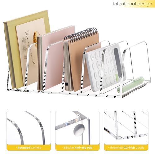 YUXUN Desk File Organizer,6-Section Acrylic Desk Organizer,Vertical File Sorter Holder Organization for Office School & Classroom (Clear - 1Pack) - style: 6-Section,A5