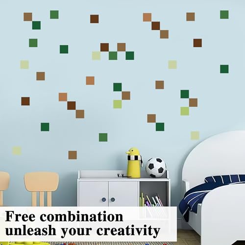 GTOTd Pixel Block Wall Decal Stickers Wallpaper（4 Sheet,80 Blocks） | Peel and Stick Nursery Playroom Decor Kids Bedroom Home Classroom Living Room Kitchen Decorations Art