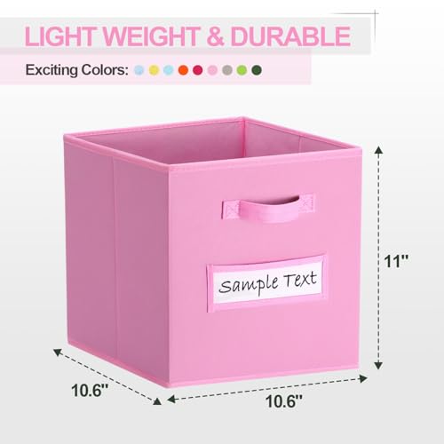 11x11 storage cube bins (Set of 10) Foldable Fabric storage cubes with 10 Labels Window Cards & a Pen,11 inch cube storage bin,Closet Organizers for Shelves,Cubby Organizer Boxes,Light Pink - color: Light Pink, size: 11"
