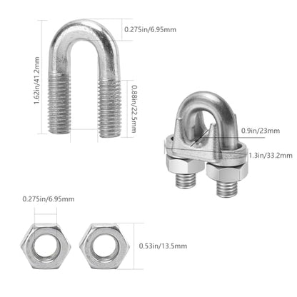 30Pcs 5/16’ M8 Wire Rope Clamps Cable Clamps galvanised Steel, U-Bolt Saddle Fasteners - can be Used for Tent Ropes, Wire Ropes, Wires and Cables, clotheslines etc - size: M8 5/16"Inch