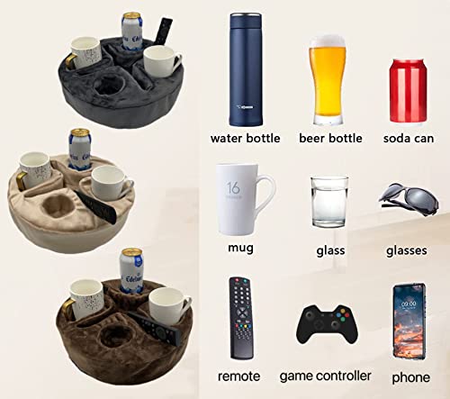 Xchouxer Couch and Bed Cup Holder Pillow, Sofa Organizer Caddy for Drinks, Remotes, Phones, Snacks (Gray) - color: Gray