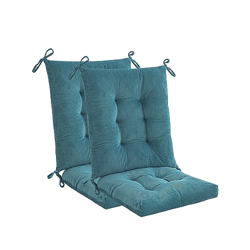 Outdoor Patio Cushion, Rocking Chair Cushion, Tufted Pads, Set of Upper and Lower with Ties Pack of 2 (2 Sets) - Back 20"×17", Seat 17"×17" (Blue) - color: Blue