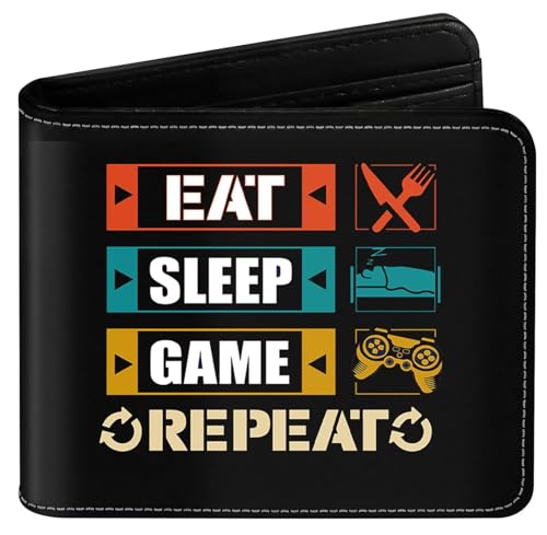 EXXBYELI Boys Wallet Gamepad Leather Wallets Credit Id Card Cash Holder Black Rfid Blocking Zipper Cute Cool Funny Aesthetic Wallets With Coin Pocket Id Window Teen Wallets for Boys Teenager Wallet - color: games-text-22