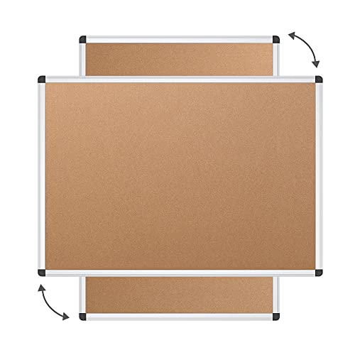 VIZ-PRO Cork Notice Board, 48 X 24 Inches, Silver Aluminium Frame - size: 48 X 24 Inches