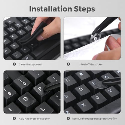 English Keyboard Stickers [5 in 1], Borderless Keyboard Letters Replacement Stickers English with Peel-Off Film (Leaves Only White Letters),Transfer Alphabet Sticker for Laptop Desktop Computer - color: White Letter