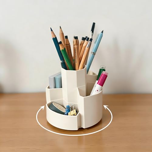 Pen Organizer for Desk Pencil Cup Office Desktop Organizers Cute Pencil Holder Stationery School Supplies for Office, Home, School - color: White