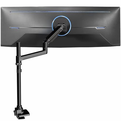 VIVO Pneumatic Arm Single Ultrawide Monitor Extra Tall Desk Mount for Up to 49 inch Screens, Heavy Duty Clamp, Holds Ultra Wides Up to 44 lbs, Black, STAND-V110K - size: Single Mount, style: Desk Mount