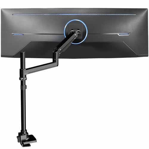 VIVO Pneumatic Arm Single Ultrawide Monitor Extra Tall Desk Mount for Up to 49 inch Screens, Heavy Duty Clamp, Holds Ultra Wides Up to 44 lbs, Black, STAND-V110K - size: Single Mount, style: Desk Mount
