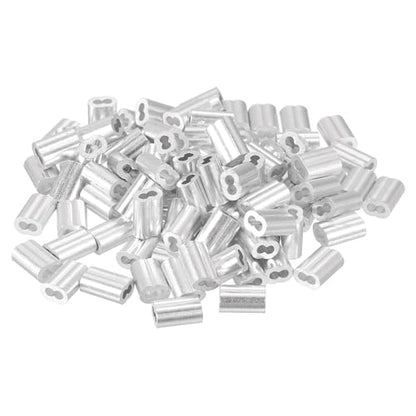 uxcell 100Pcs Aluminum Crimping Loop Sleeve for 1/16" Diameter Wire Rope, Double Ferrule Aluminum Wire Rope Sleeve for Cable Line End - size: 1/16 Inch