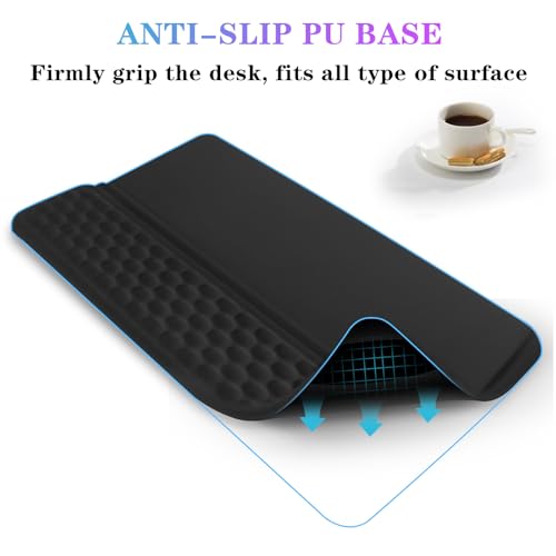 Computer Keyboard Stand Pad with Wrist Rest, Ergonomic Comfy Tilted Keyboard Stand Riser Holder Pad for Office Home (Black) - color: Black