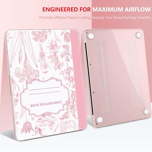 DONGKE Compatible with MacBook Neo 13 Inch Case 2026 A3404 A18 Pro chip & Touch ID, Plastic Hard Shell with Keyboard Cover, Screen Protector & Dust Plugs, Blush Composition Book - color: Blush Composition Book