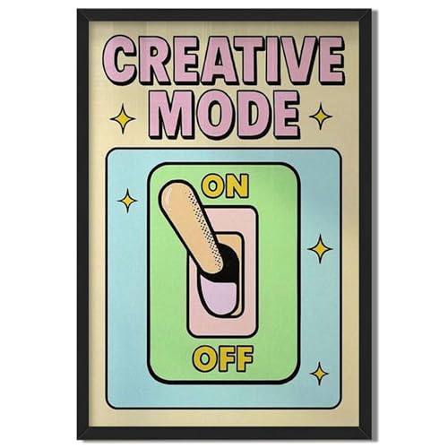 Framed Creative Mode Switch Poster Canvas Print Art Modern Funky Wall Art Painting Pictures Wall Decor Trendy Whimsical Home Decor for Office Living Room Dorm Room Decoration Art Print (black frame,24"LX36"W) - size: 24"LX36"W