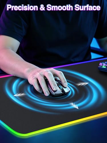 XL RGB Gaming Mouse Pad with 15W Magnetic Wireless Charging, 31.5'' x 11.8'' Extra Large LED Mousepad, 24 Lighting Effects Desk Mat with Non-Slip Rubber Base, Waterproof Ultra-Smooth Surface - color: RGB-31.5"x11.8"