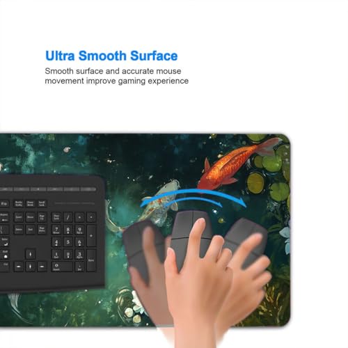 Koi Fish Extended Mouse Pad Tranquil Pond Water Lily Japanese Zen Nature Mousepad XL Large Gaming Mouse Pad Laptop Keyboard Mat Desk Pad 31.5x11.8 Inch - color: Koi Fish
