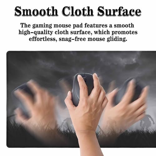 Creepy Zombies Gaming Mouse Pad Haunted Field Eerie Landscape Halloween Large Mousepad Desk Keyboard Mat for PC,Home,Office 35.4"X15.7" - color: Creepy zombies
