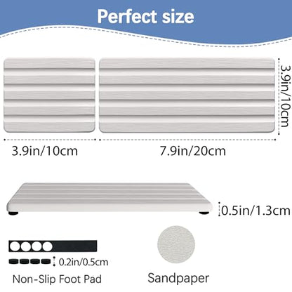 Set of 3 Diatomite Hand Soap Holder, Water Absorbing Stone Tray for Kitchen Countertop, Fast-Drying Bathroom Trays(1pcs 20 x 10cm + 2pcs 10 x 10cm White) - color: 1pcs 20 X 10cm + 2pcs 10 X 10cm White
