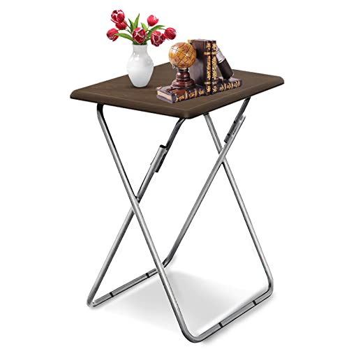 Garden 4 you 25In Portable Folding TV Tray Table on Bed & Sofa,TV Dinner Tray with Sturdy MDF,Portable Table with No Assembly Required （Walnut,1PC） - color: Walnut, size: 1pc