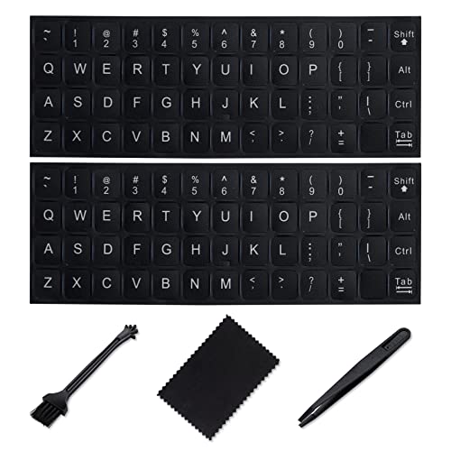English Keyboard Stickers,[5 in 1] Replacement English Keyboard Letters Sticker with White Font on Black Background Universal for Laptop Desktop Computer,Matte Alphabet Sticker - color: White Letter