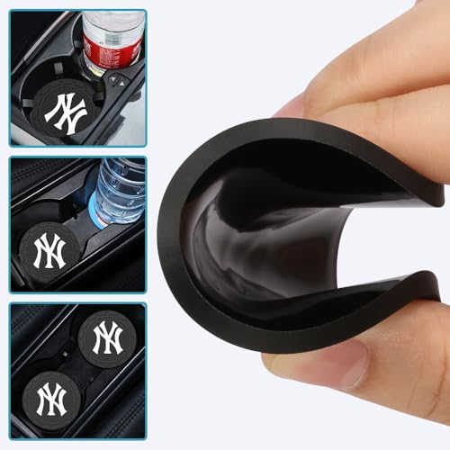 Car Cup Holder Coasters for NY Yankees Baseball Fans, Yankees Car Coasters for Cup Holder Insert Silicone Non-Slip - color: 11yk12s