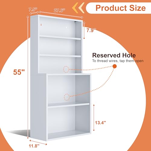 CD Storage Rack, 5-Tier DVD Organizer Shelf with Record Player Stand, Media Cabinet for CDs, DVDs, Albums, Books & Games, Vinyl Record Holder & CD Tower for Living Room, Music Room (White) - color: White-5 Tier (upgrades)