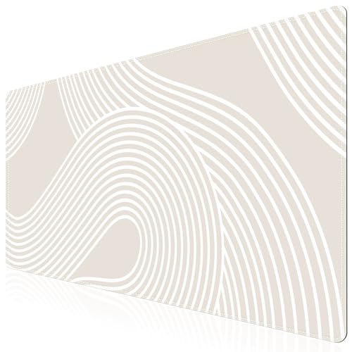 iCasso Big Desk Pad, XXL Extended Gaming Mouse Pad, Large Mouse Pad for Desk Rubber Base Mousepad with Stitched Edges, Keyboard Mouse Mat for Work, Game, Office, Home, Lines - color: Lines