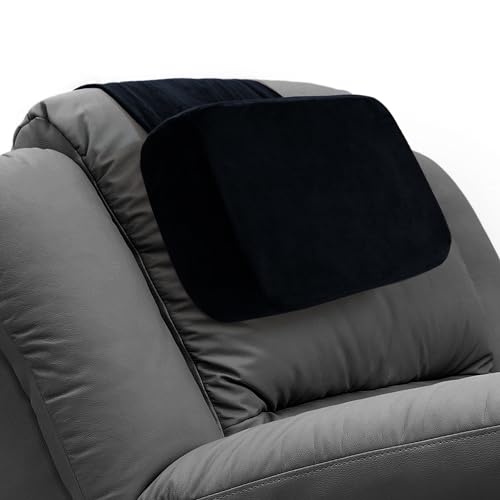 HOMBYS Memory Foam Neck Pillow for Recliner, Adjustable Headrest Cushion with Soft Plush Fabric and Medium Firm Filling, Design for Recliner Sofa Armchair, Machine Washable and Non-Slip (Black) - color: Black