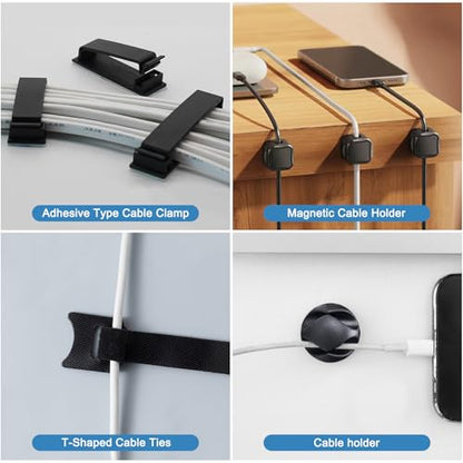 Under Desk Cable Management Tray, No Drill Steel Cord Organizer Kit with 52Pcs Different Essential Accessories for Home Office Standing Desk (15.7/13.4inch, Black) - size: 51-Piece