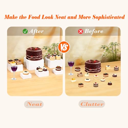 7PCS Buffet Risers Acrylic, 10" to 4" Large Tiered Display Stands for Desserts, Jewelry & Collectibles - Hollow Nesting, Easy Storage - Sturdy White Display Riser for Party, Wedding & Retail Counter - color: 7PCS White