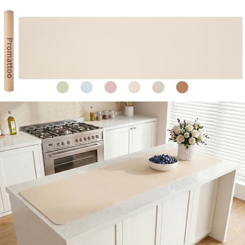 Extra Large Silicone Mat for Countertop & Table with Gift Tube Packaging, Thickened Non-Slip Heat Resistant Table Protector, Cuttable Waterproof Kitchen Prep & Kids Craft Mat - color: Warm Beige, size: 80"L x 20"W