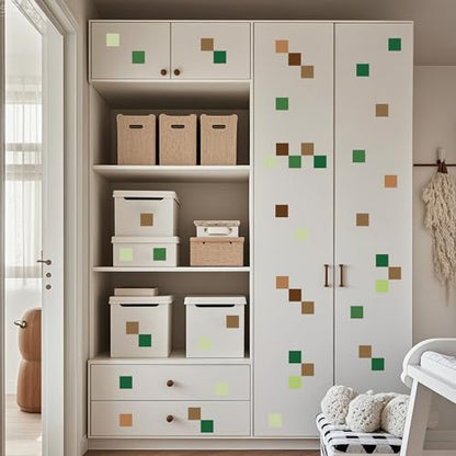 GTOTd Pixel Block Wall Decal Stickers Wallpaper（4 Sheet,80 Blocks） | Peel and Stick Nursery Playroom Decor Kids Bedroom Home Classroom Living Room Kitchen Decorations Art