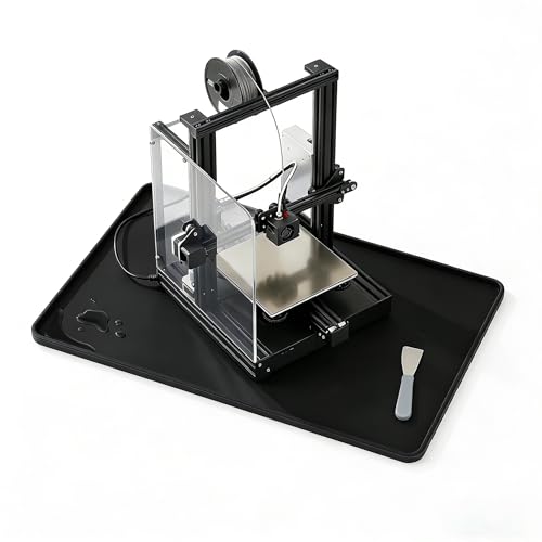 Frezonika Silicone Mat for 3D Printers, Anti-Slip Pad Compatible with Flashforge, Comgrow, Elegoo, Bambulab and Most of 3D Printers, Desk Surface Protector 3D Printer Accessories 23.6x15.8in (Black) - color: black
