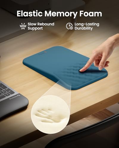 ProtoArc Ergonomic Mouse Pad with Wrist Rest, MP50 Mousepad with Massage Design, Soft Memory Foam and Non-Slip PU Base for Pain Relief, Desk, Home, Office, 12x8 Inches, Blue (Mouse Not Included) - color: Blue Lycra