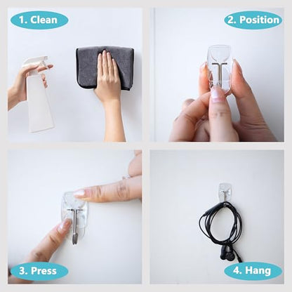 MOVELYST 32 Small Hooks+40 Removable Strips, White Wire Hanger Hooks, Heavy Duty with Adhesive Strips, Damage-Free Utility Hooks, No Tools Wall Hook for Hanging, Value Pack - size: Small, style: 32+40