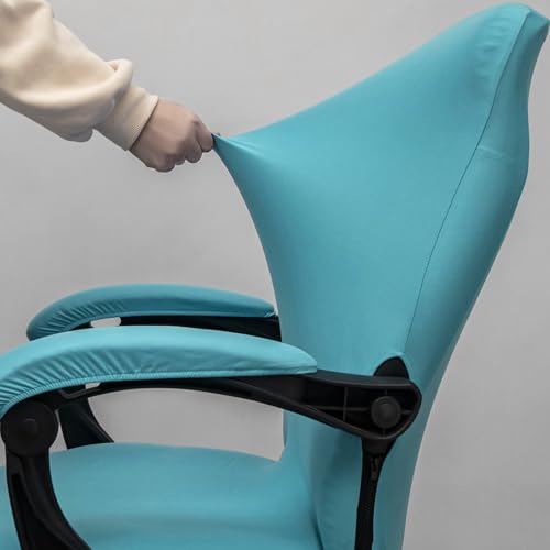 Melaluxe Office Chair Cover with Arm Covers - Universal Stretch Desk Chair Cover, Computer Chair Slipcovers (Size: L) - Azure - color: Azure, size: Large with Arm Cover