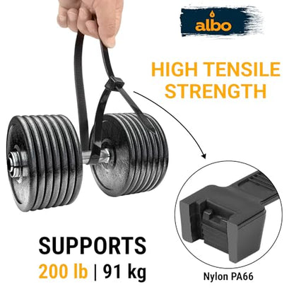 ALBO Black Zip Ties 20 Inch Plastic Cable Ties 100 Pack Tie Wraps Heavy Duty 200lb UV Resistant Nylon Wire Ties - size: 20" Black 100 Pack 200lb