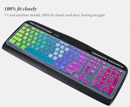 Keyboard Cover for Logitech MK320 YR002/Y-R0009 Wireless Desktop Keyboard, Logitech MK330 MK335 Wireless Keyboard Protector-Rainbow - color: Rainbow, size: MK320/MK330/K330/MK335